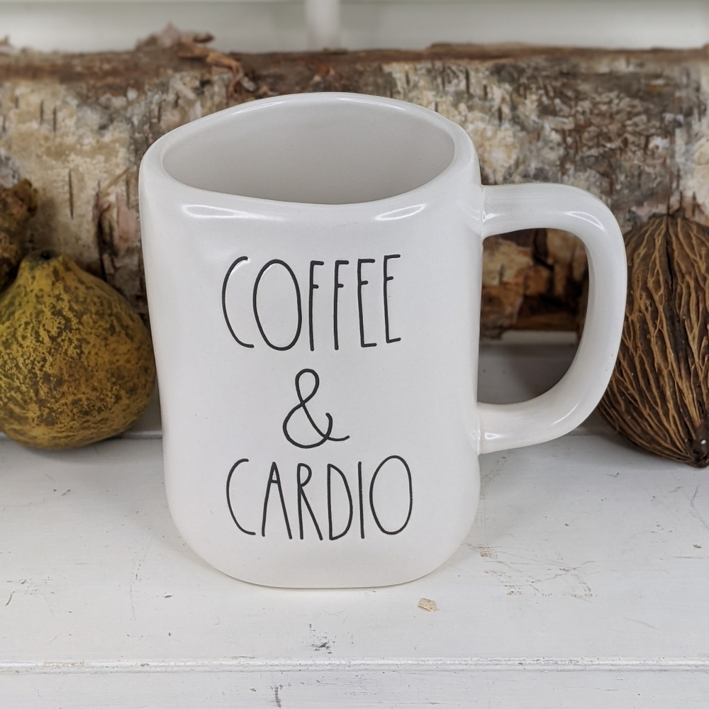Rae Dunn COFFEE & CARDIO Ceramic Mug